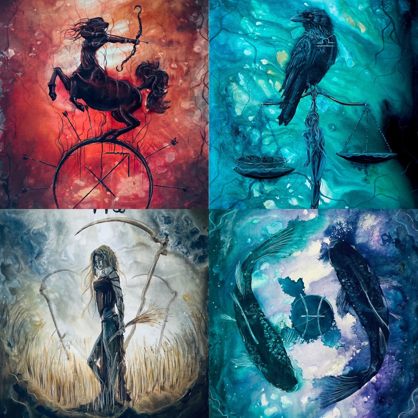 Zodiac Art Print Bundle - Twelve 4x6 Mini Prints!