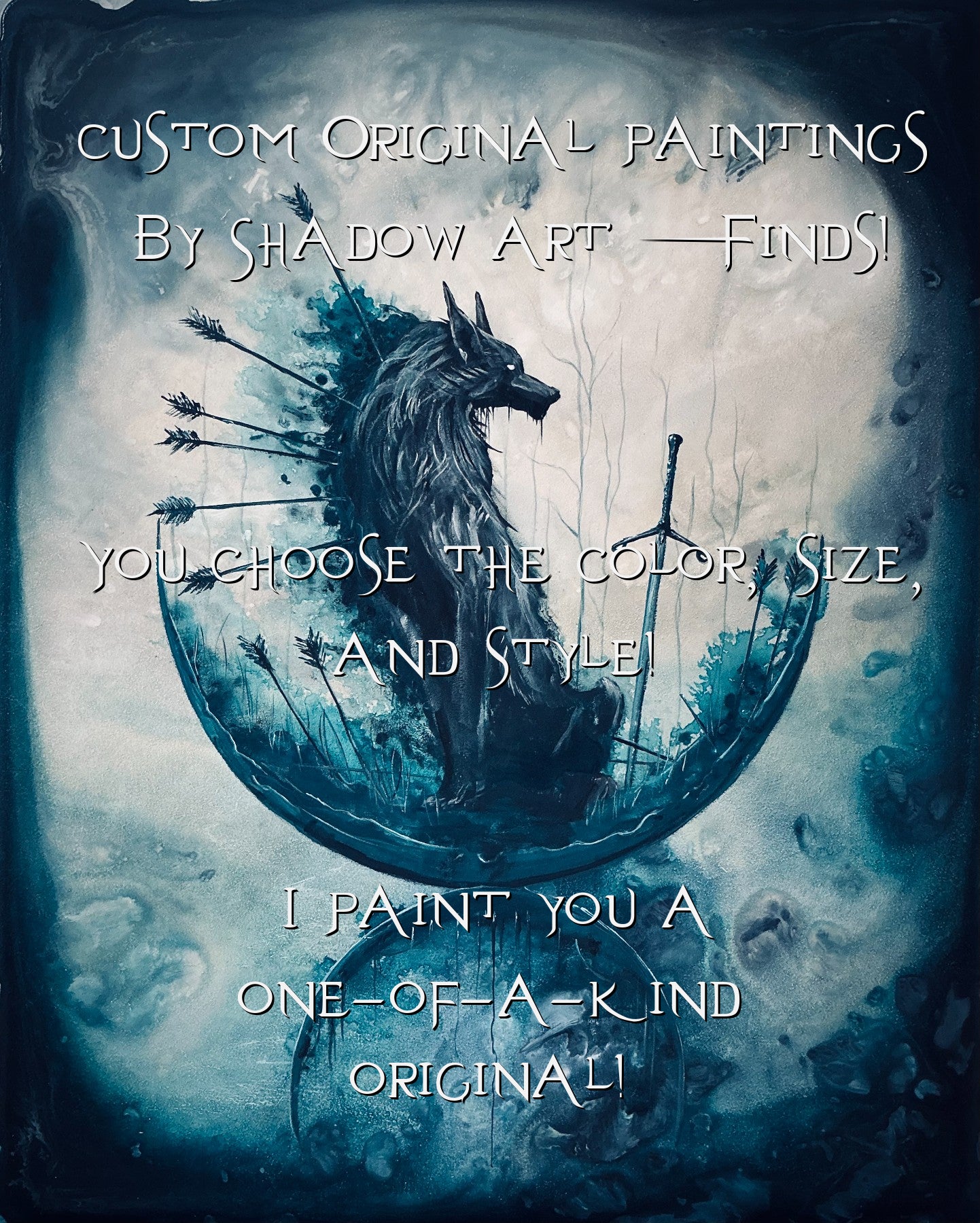 Custom Original Wolf, Raven, & Crow Paintings