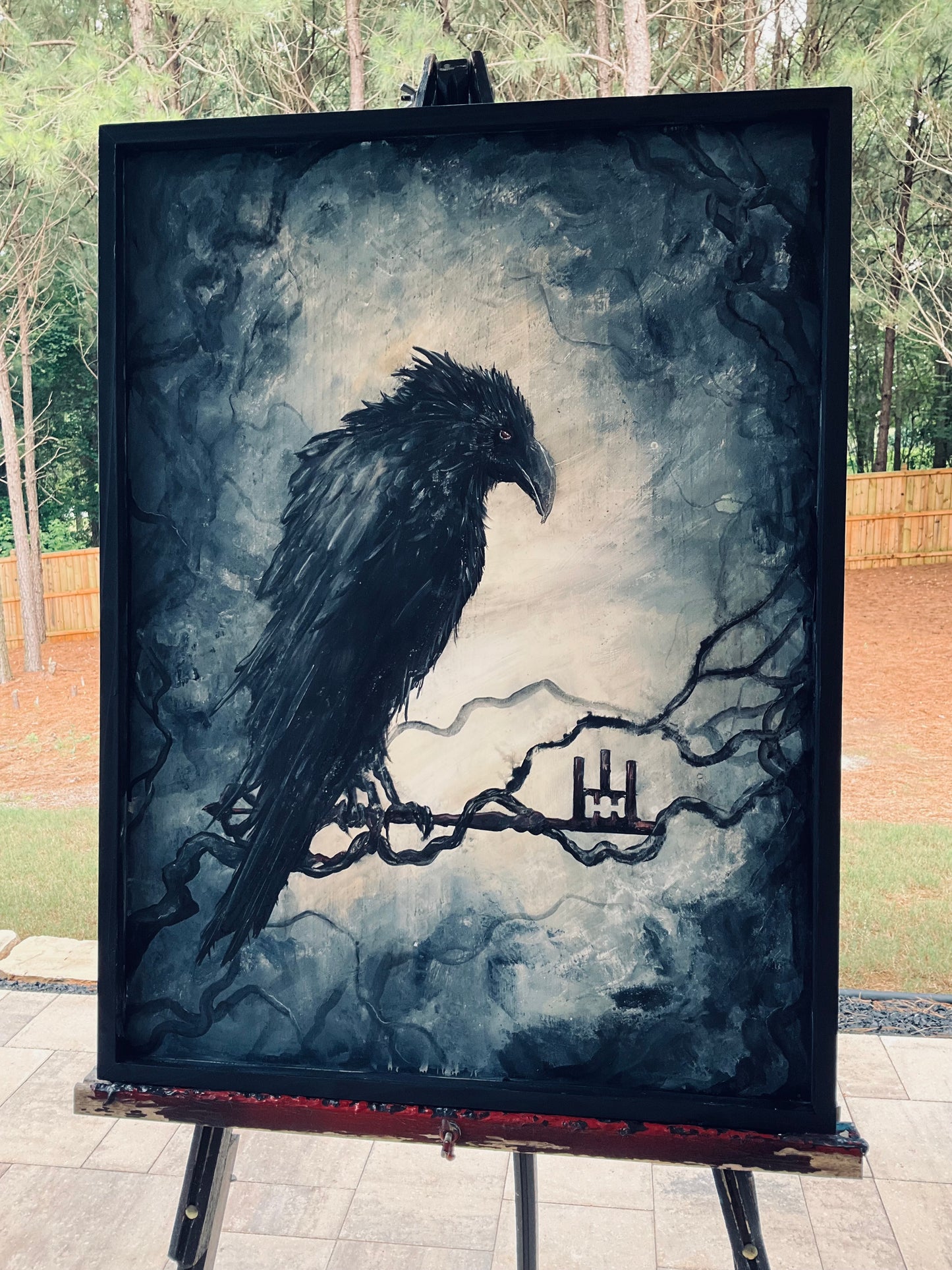 Custom Original Wolf, Raven, & Crow Paintings