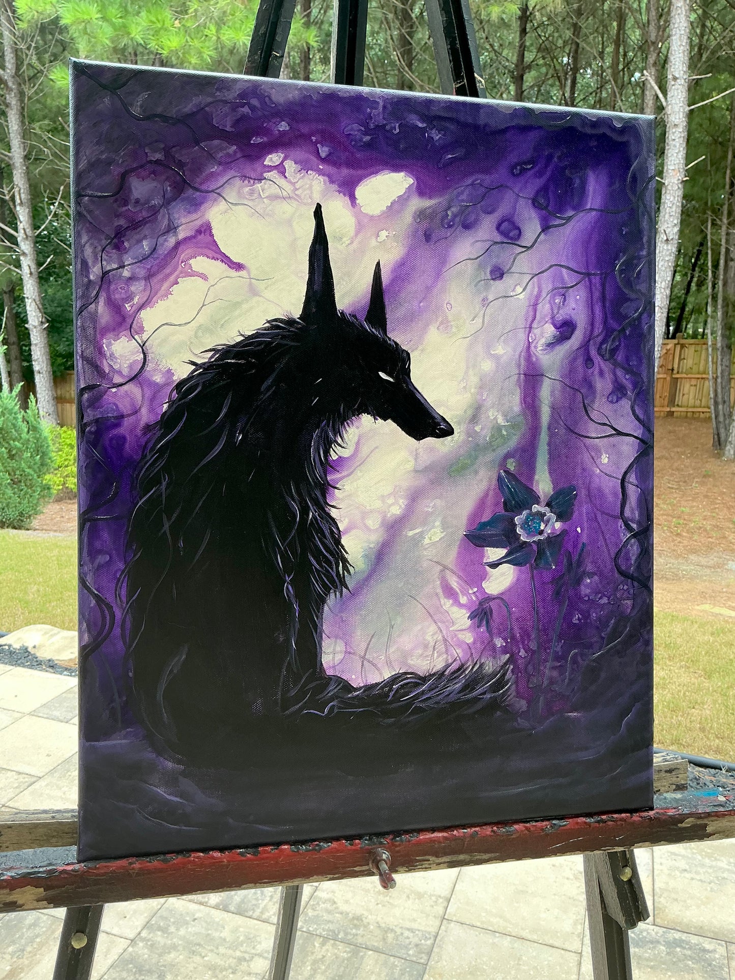 Custom Original Wolf, Raven, & Crow Paintings