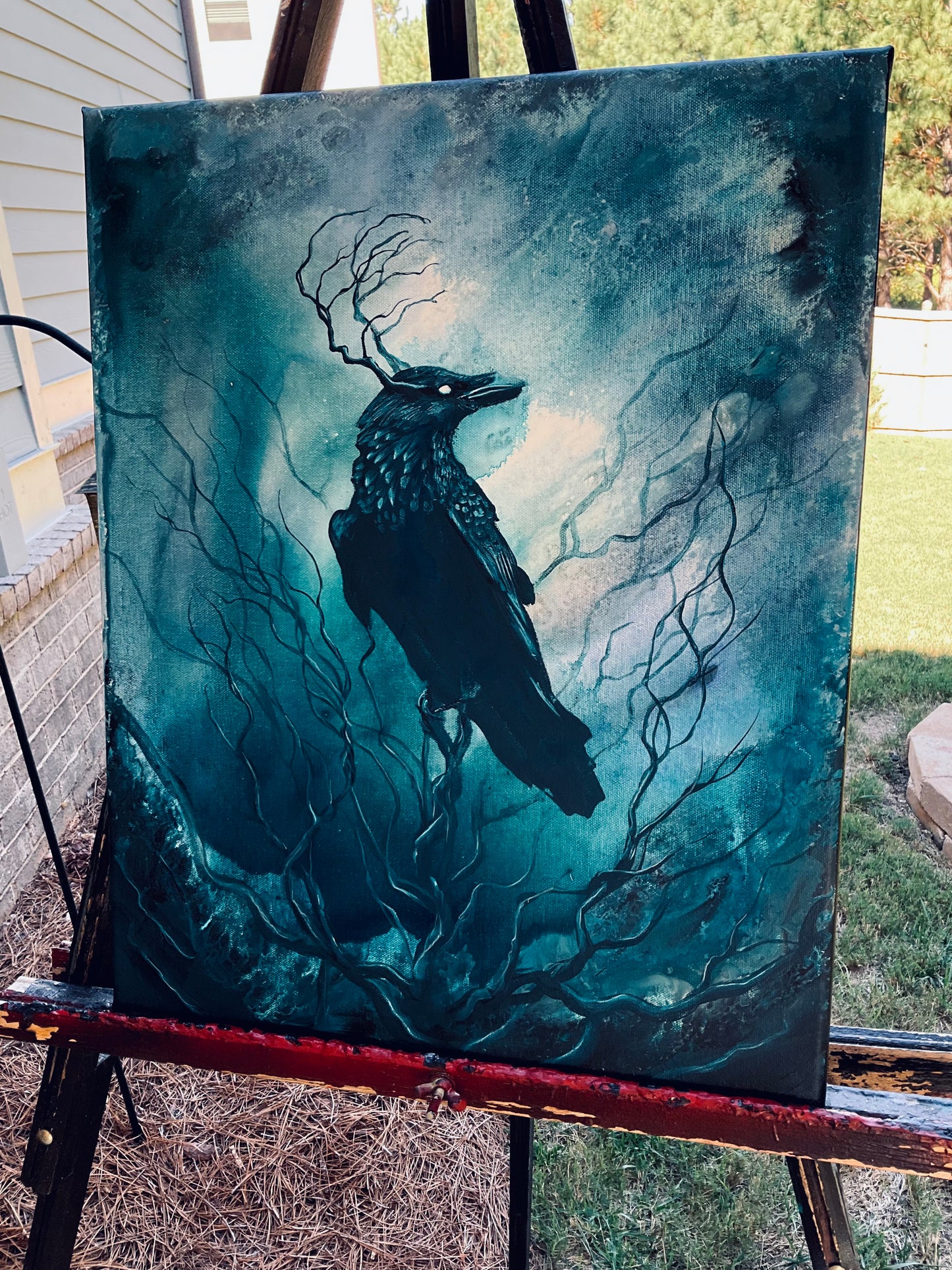 Custom Original Wolf, Raven, & Crow Paintings
