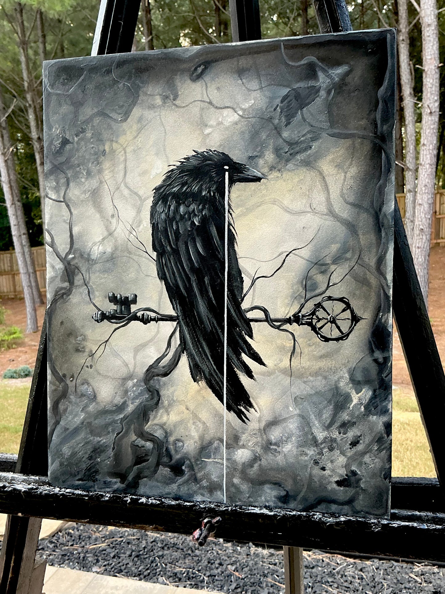 Custom Original Wolf, Raven, & Crow Paintings