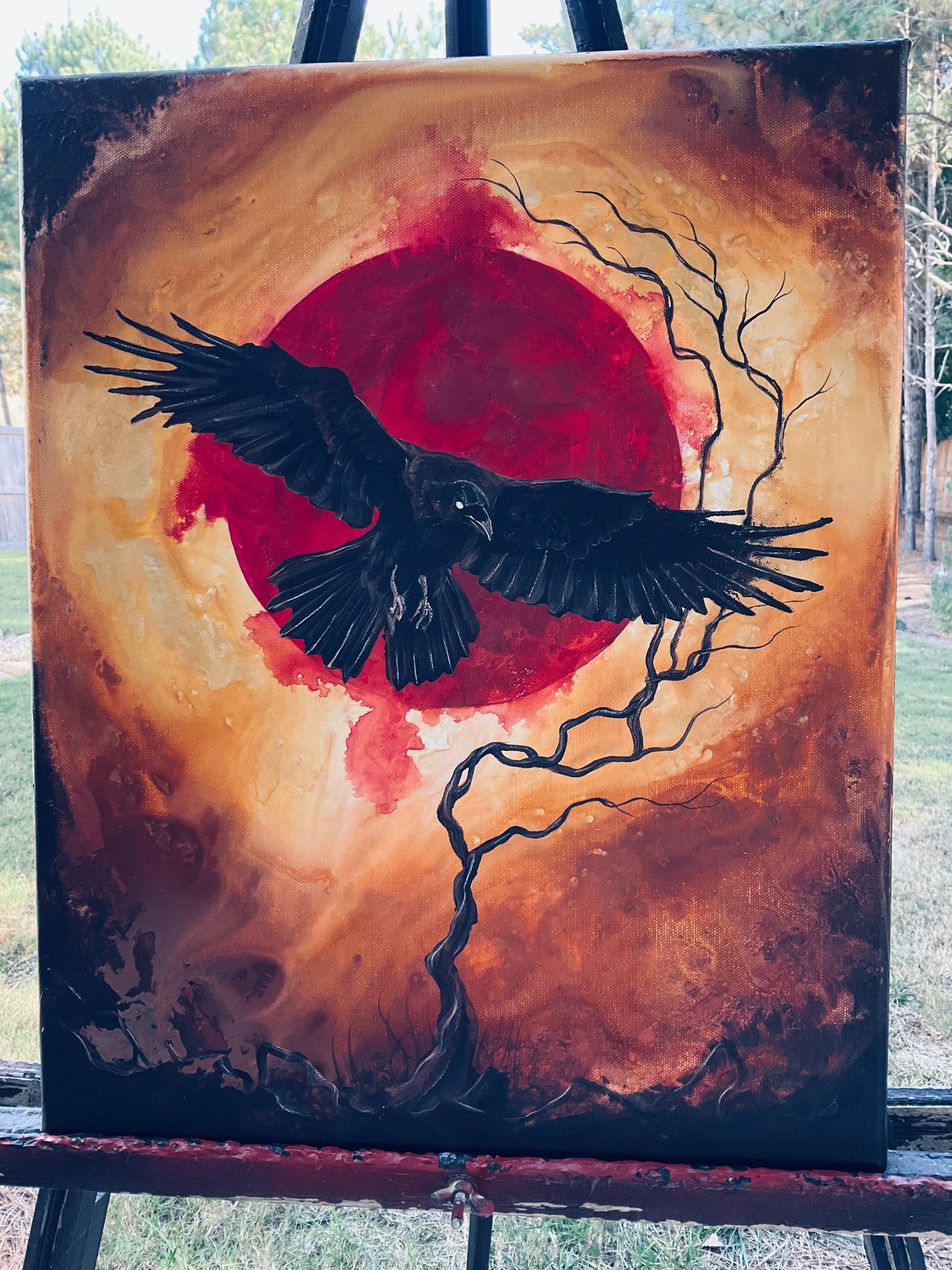 Custom Original Wolf, Raven, & Crow Paintings