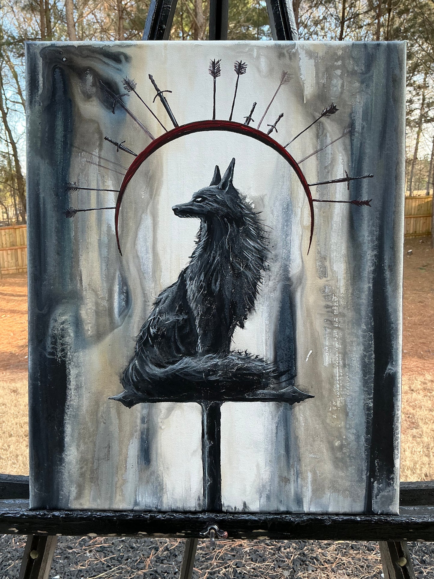 Custom Original Wolf, Raven, & Crow Paintings