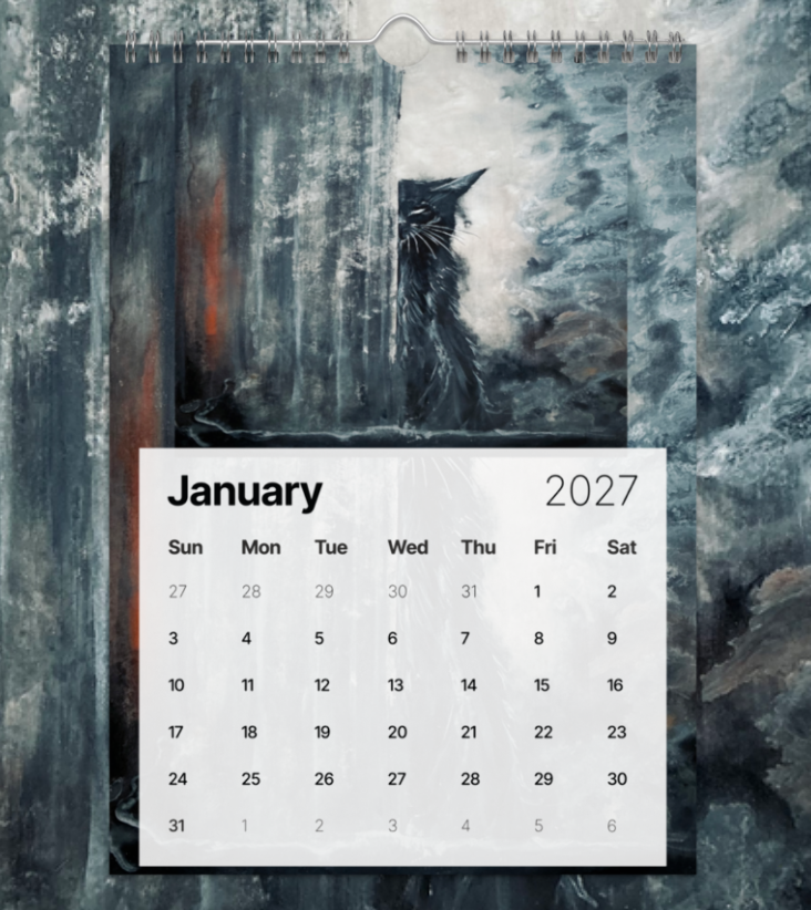 2027 Haunted Cat Wall Calendar