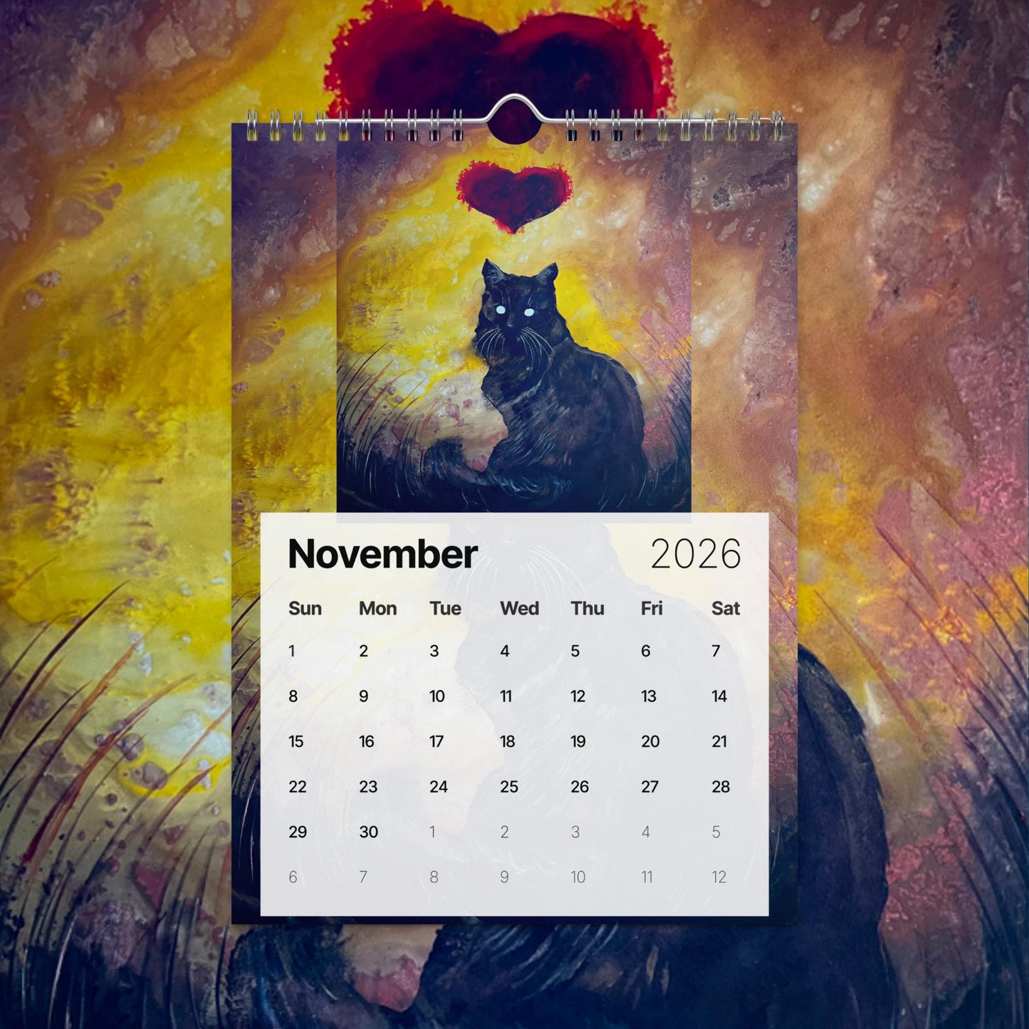 2026 Haunted Cat Wall Calendar